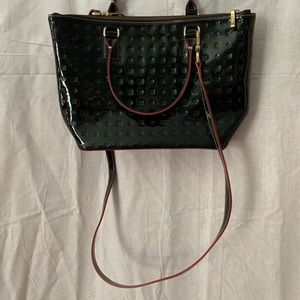 Black patent leather hand bag